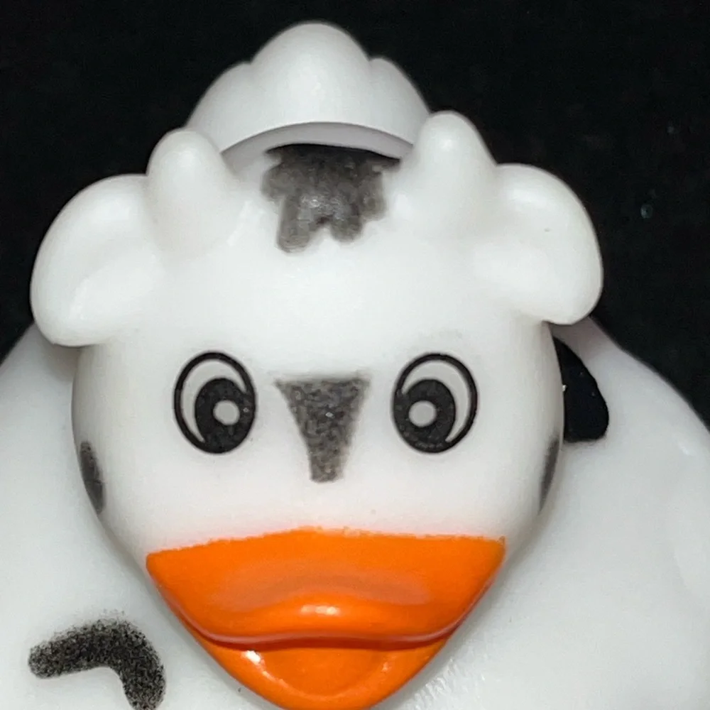 Cow Print Rubber Duck - White, Orange and Black